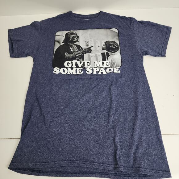 Star Wars Darth Vader 'Give Me Some Space' Blue Short Sleeve Tee Men's Size M - Picture 1 of 4